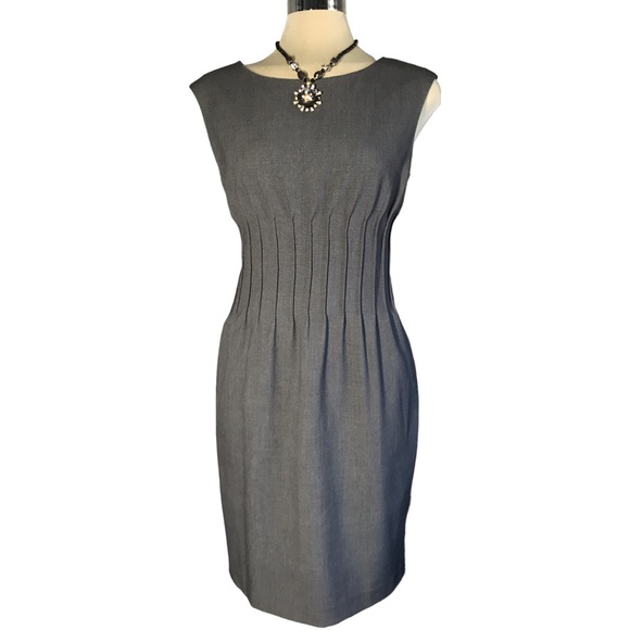 CALVIN KLEIN Luxury Grey Elegant Sheath Sleeveless Dress Size 10 - Picture 11 of 15